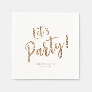 Serviette En Papier parties scintillant en or brillant customisé fêto