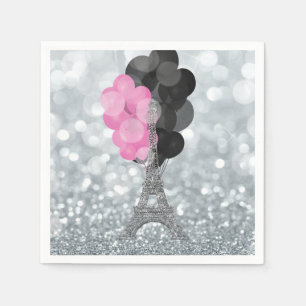 Serviette En Papier Parties scintillant et ballons d'argent Paris Tour