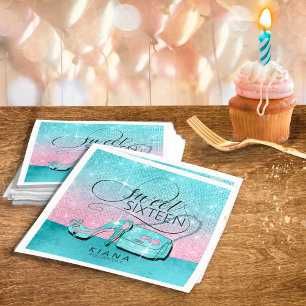 Serviette En Papier Parties scintillant et brillant doux 16 V2 Turquoi