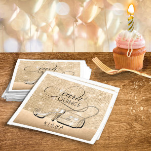 Serviette En Papier Parties scintillant et Shine Quinceanera Gold ID70