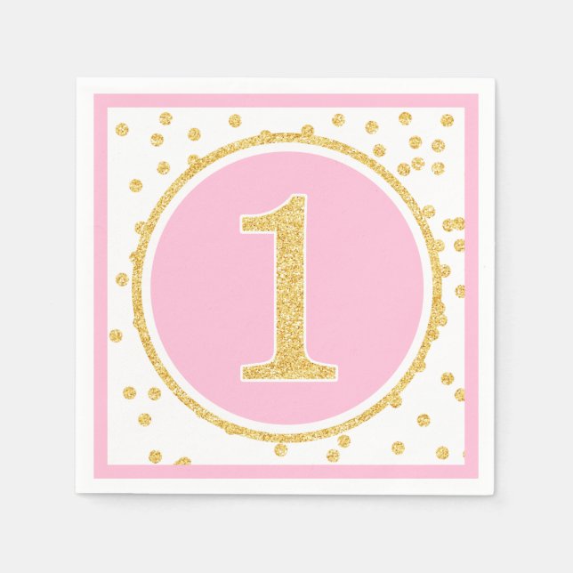 Serviette En Papier Parties scintillant Faux en or rose Confetti 1er a (Devant)