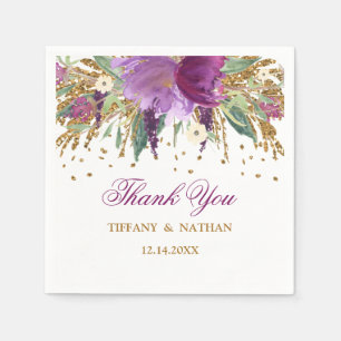 Serviette En Papier Parties scintillant Florale violet Mariage Améthys