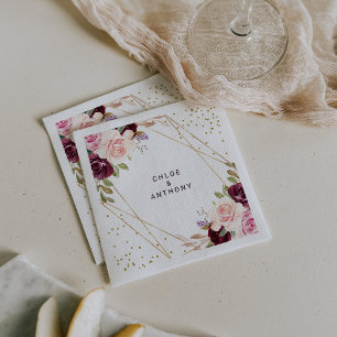 Serviette En Papier Parties scintillant géométrique or Bourgogne Maria