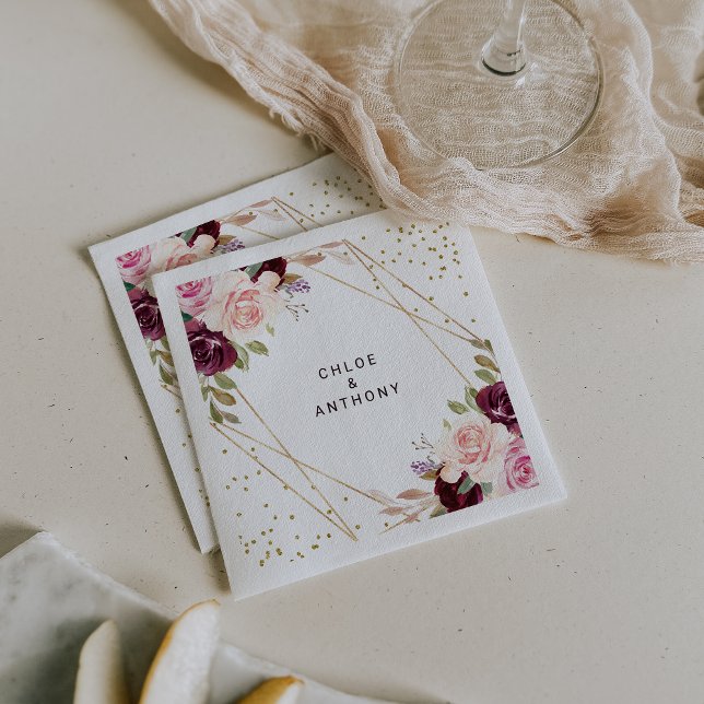 Serviette En Papier Parties scintillant géométrique or Bourgogne Maria (Créateur téléchargé)