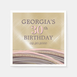 Serviette En Papier Parties scintillant Glam Rose Gold Anniversaire