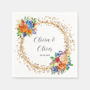 Serviette En Papier Parties scintillant Gold de luxe et Mariage Floral