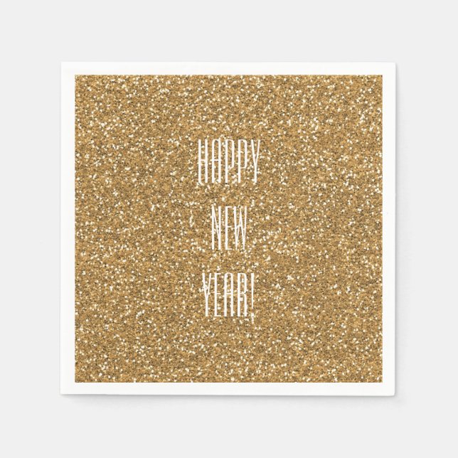 Serviette En Papier Parties scintillant Gold Faux (Devant)