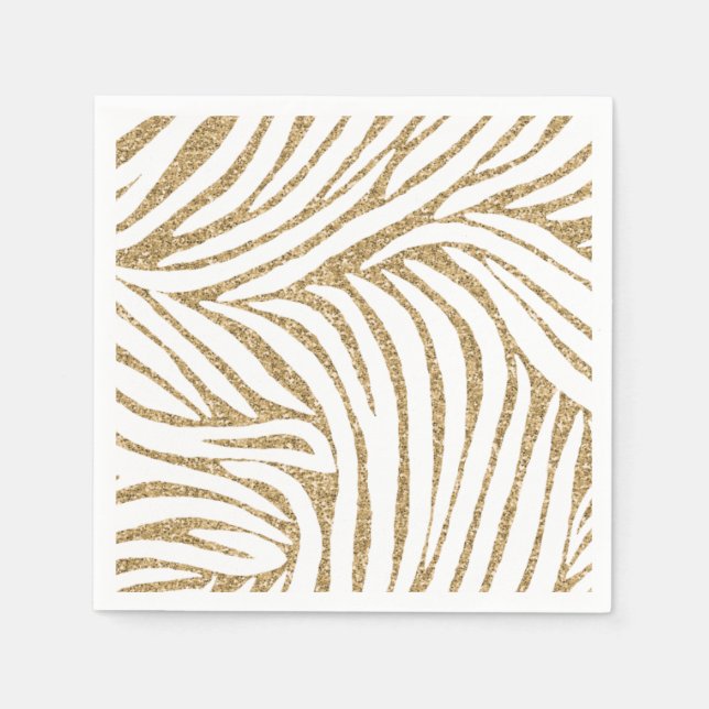 Serviette En Papier Parties scintillant Gold Faux Zebra Print (Devant)