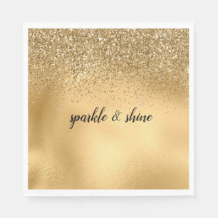Serviette En Papier Parties scintillant Gold Glam Sparkle Faux