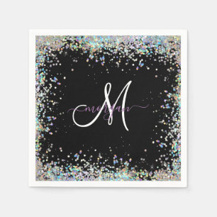 Serviette En Papier Parties scintillant holographique Rainbow Pastels