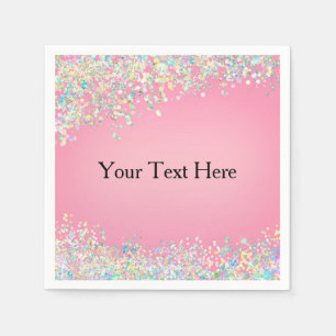 Serviette En Papier Parties scintillant holographique rose vierge