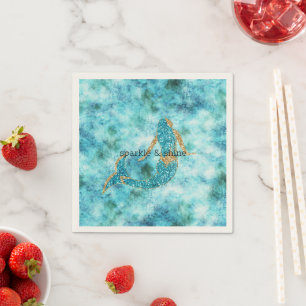 Serviette En Papier Parties scintillant Mermaid Aqua Gold Glitz   