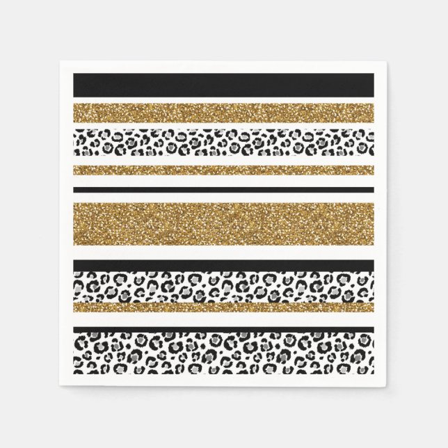 Serviette En Papier Parties scintillant moderne Leopard Motif Gold  Om (Devant)
