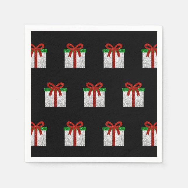 Serviette En Papier Parties scintillant Noël Motif cadeau de Noël serv (Devant)
