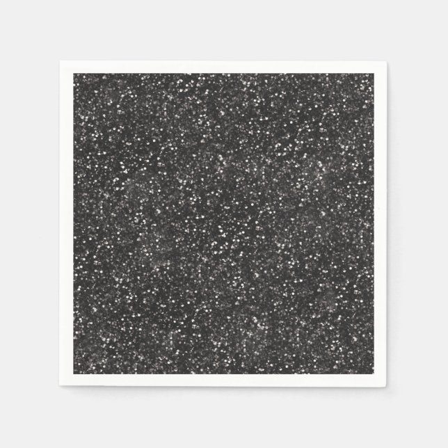 Serviette En Papier Parties scintillant noire gris argent foncé (Devant)