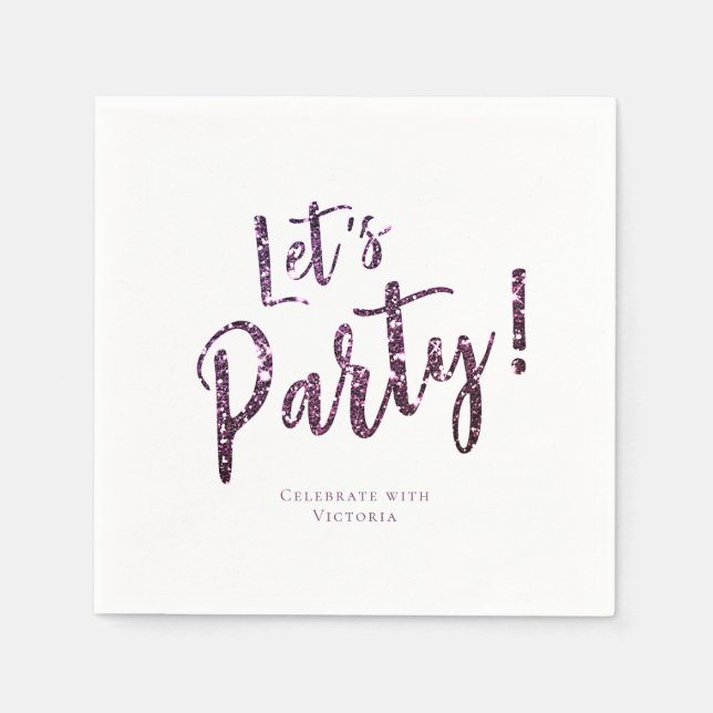 Serviette En Papier parties scintillant pétillante violette customisée (Devant)