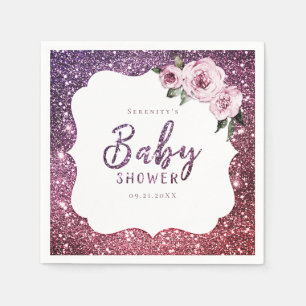 Serviette En Papier Parties scintillant pourpre bordeaux et baby showe
