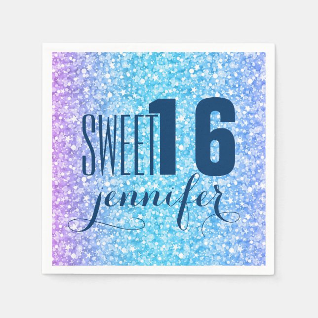 Serviette En Papier Parties scintillant Rétro Colorée Et Étincelle (Devant)