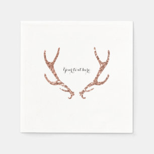 Serviette En Papier Parties scintillant rose Antlers rustiques Woodsy