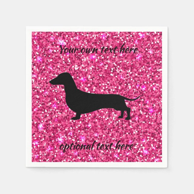 Serviette En Papier Parties scintillant rose chaud Dachshund Papier se (Devant)