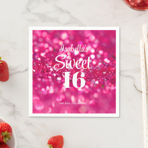 Serviette En Papier Parties scintillant rose chaud glam Sweet 16 Anniv