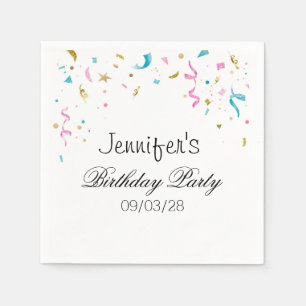 Serviette En Papier Parties scintillant rose et aqua Confetti