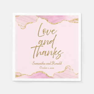 Serviette En Papier Parties scintillant rose et or Agate Amour et Merc