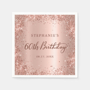 Serviette En Papier Parties scintillant rose Gold Foil 60e anniversair