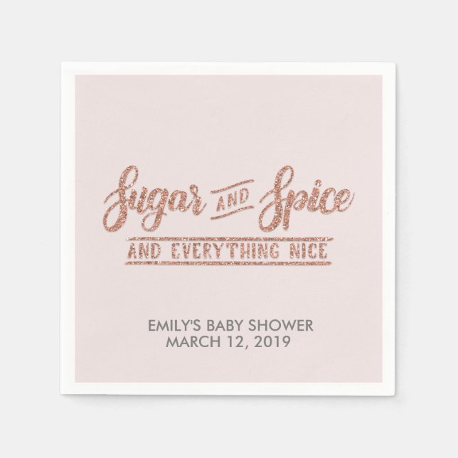 Serviette En Papier Parties scintillant Rose or sucre et épices Baby s (Devant)