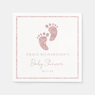 Serviette En Papier Parties scintillant rose Pieds d'empreinte Baby sh