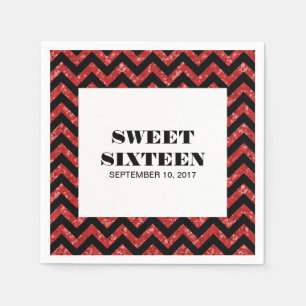Serviette En Papier Parties scintillant rouge Chevron Sweet 16 serviet