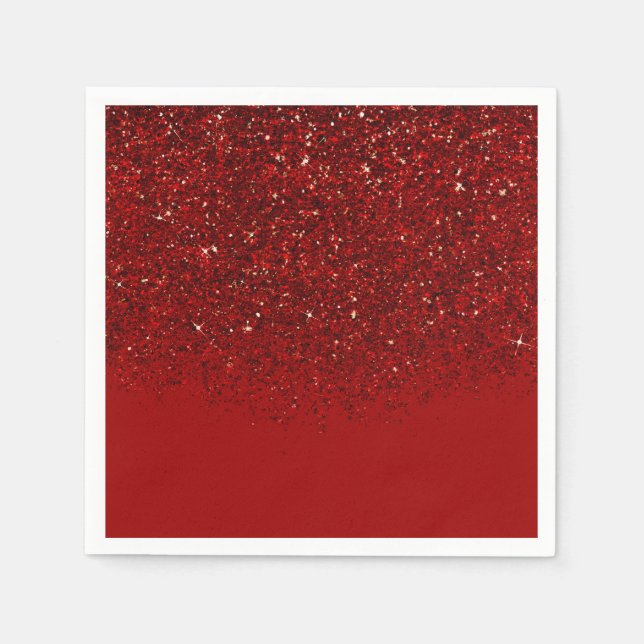 Serviette En Papier Parties scintillant Rouge Glam Sparkle Élégant Par (Devant)