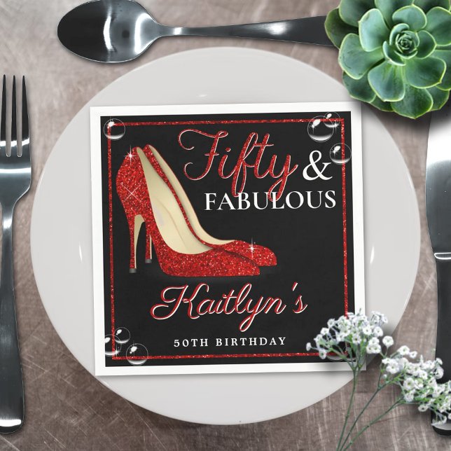 Serviette En Papier Parties scintillant rouge talons hauts | Cinquante (Créateur téléchargé)