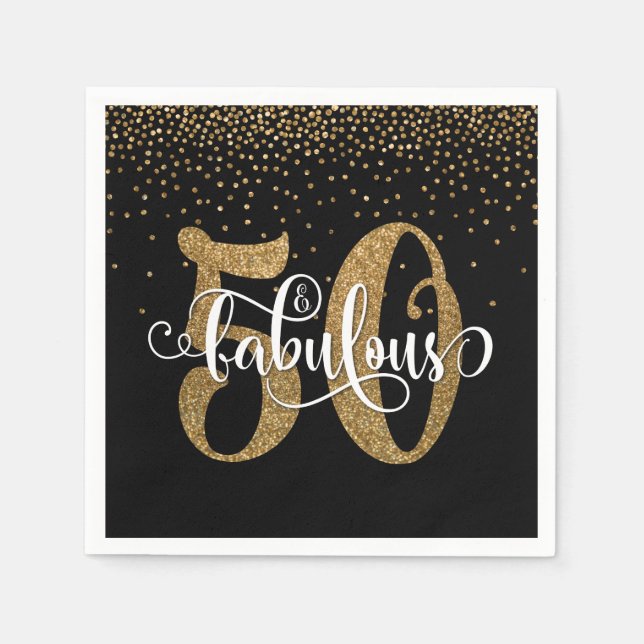 Serviette En Papier Parties scintillant & Script 50 & Fabuleux, Annive (Devant)