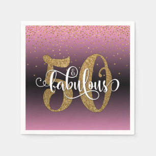 Serviette En Papier Parties scintillant & Script 50 & Fabuleux, Annive