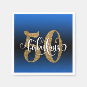 Serviette En Papier Parties scintillant & Script 50 & Fabuleux, Bleu A