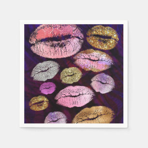 Serviette En Papier Parties scintillant Sparkly Kiss Lips Beauty Makeu