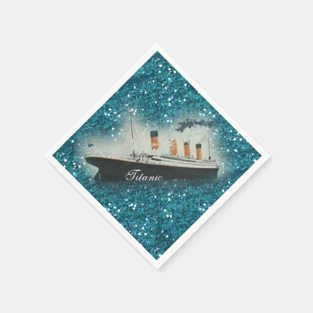 Serviette En Papier Parties scintillant Titanic Sapphire Glam White St (Coin)