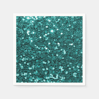 Serviette En Papier Parties scintillant Turquoise chic Faux