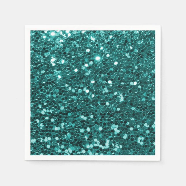 Serviette En Papier Parties scintillant Turquoise chic Faux (Devant)