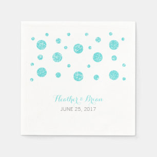 Serviette En Papier Parties scintillant Turquoise Confetti Mariage pap