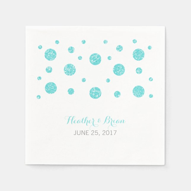 Serviette En Papier Parties scintillant Turquoise Confetti Mariage pap (Devant)