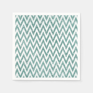 Serviette En Papier Parties scintillant turquoise de Faux vert et blan
