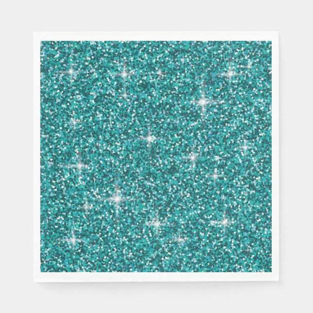 Serviette En Papier parties scintillant turquoise irisée (Devant)