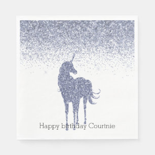 Serviette En Papier Parties scintillant Unicorne violette