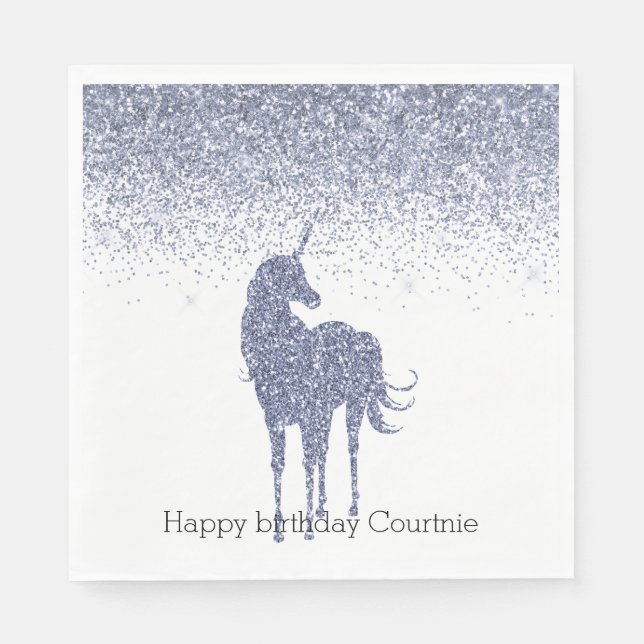 Serviette En Papier Parties scintillant Unicorne violette (Devant)