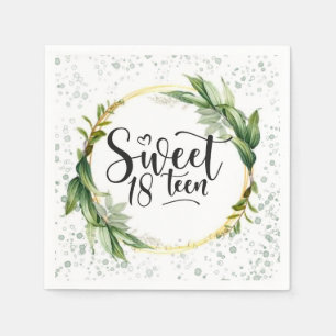 Serviette En Papier Parties scintillant verte et or Douce 18e fête d'a