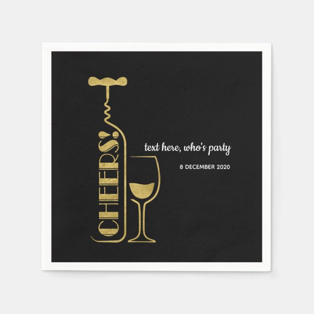 Serviette En Papier parties scintillant, vin, lunatique, Papier à cock (Devant)