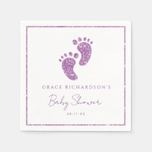 Serviette En Papier Parties scintillant violet Baby shower pieds bébé 