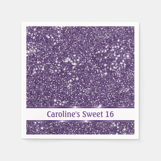 Serviette En Papier Parties scintillant violet Faux, texture Look avec (Devant)
